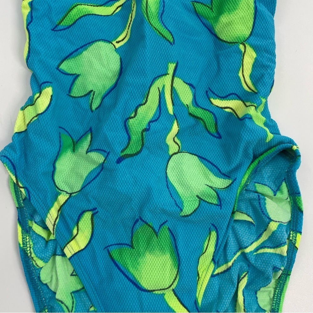La Blanca Vtg Cheeky 80s 90s High Cut Aqua Blue Neon Green One‎ Piece Swim 12 - Picture 4 of 12